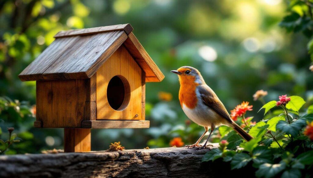 Roodborstje: dit type nestkastje is het enige dat ze accepteren, alle andere blijven leeg
